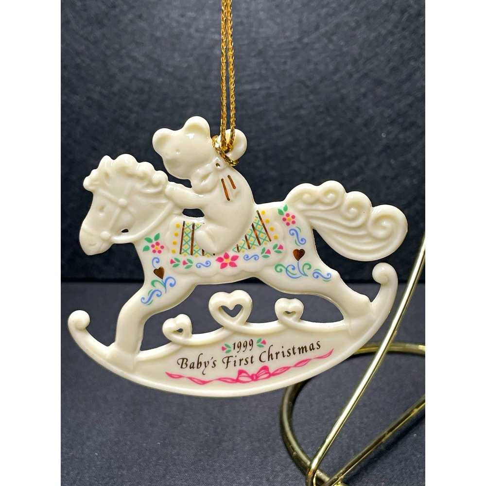 Vintage 1999 Lenox Baby's First Christmas Rocking Horse Ornament Mint!